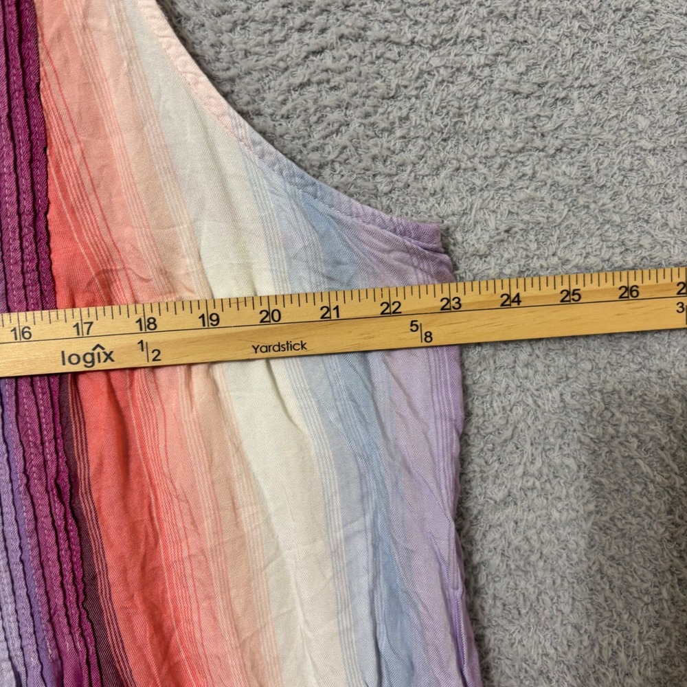 Sleeveless Button Front Swing Tank Collared Relaxed Lightweight Striped 1X - Picture 7 of 8